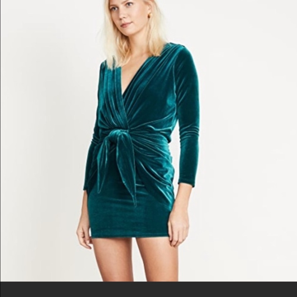 MISA teal velvet Ophelie dress